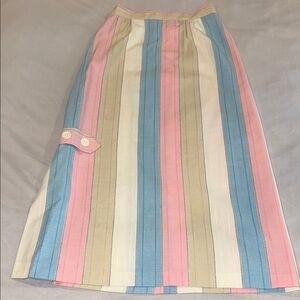 Source Unknown Pink and Blue Maxi A-Line Skirt, Looks Like 80s Vintage